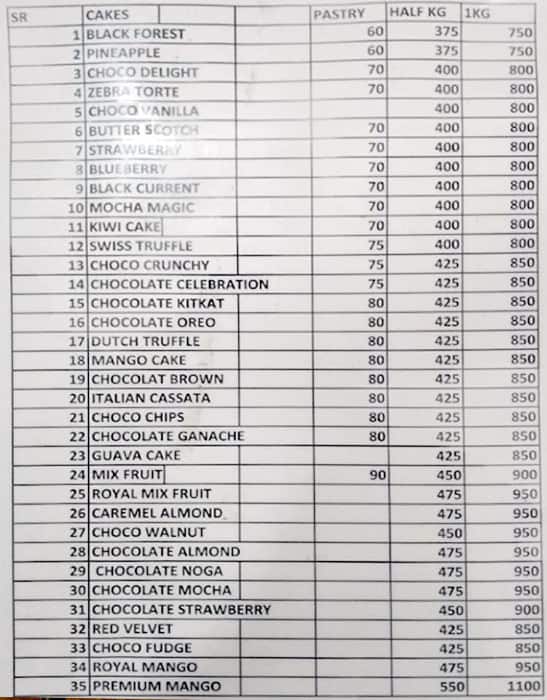 Cakesmith By Prabjot menu