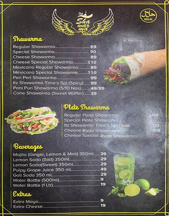 Menu of ITZ Shawarma Time, Maduravoyal, Chennai
