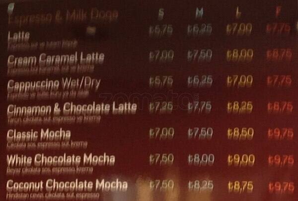 Doqa Cafe Istanbul menu