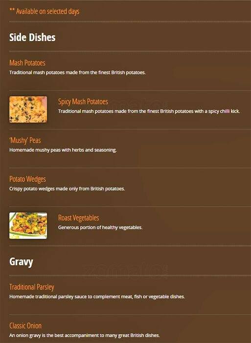 Menu at Pie Factory desserts, London, 103 Whitechapel Rd