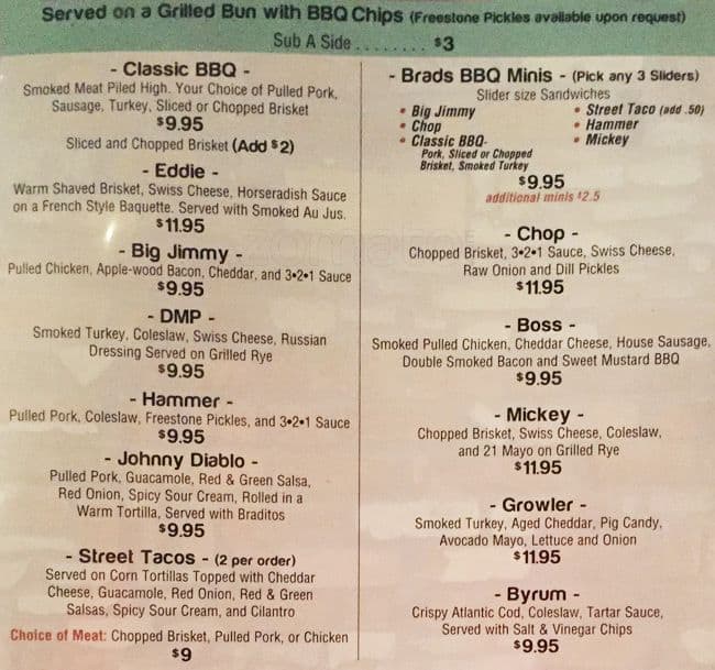 Menu at Bad Brads BBQ, Shelby charter Township