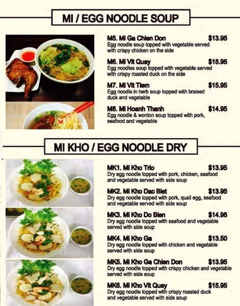 Phoever Vietnamese меню