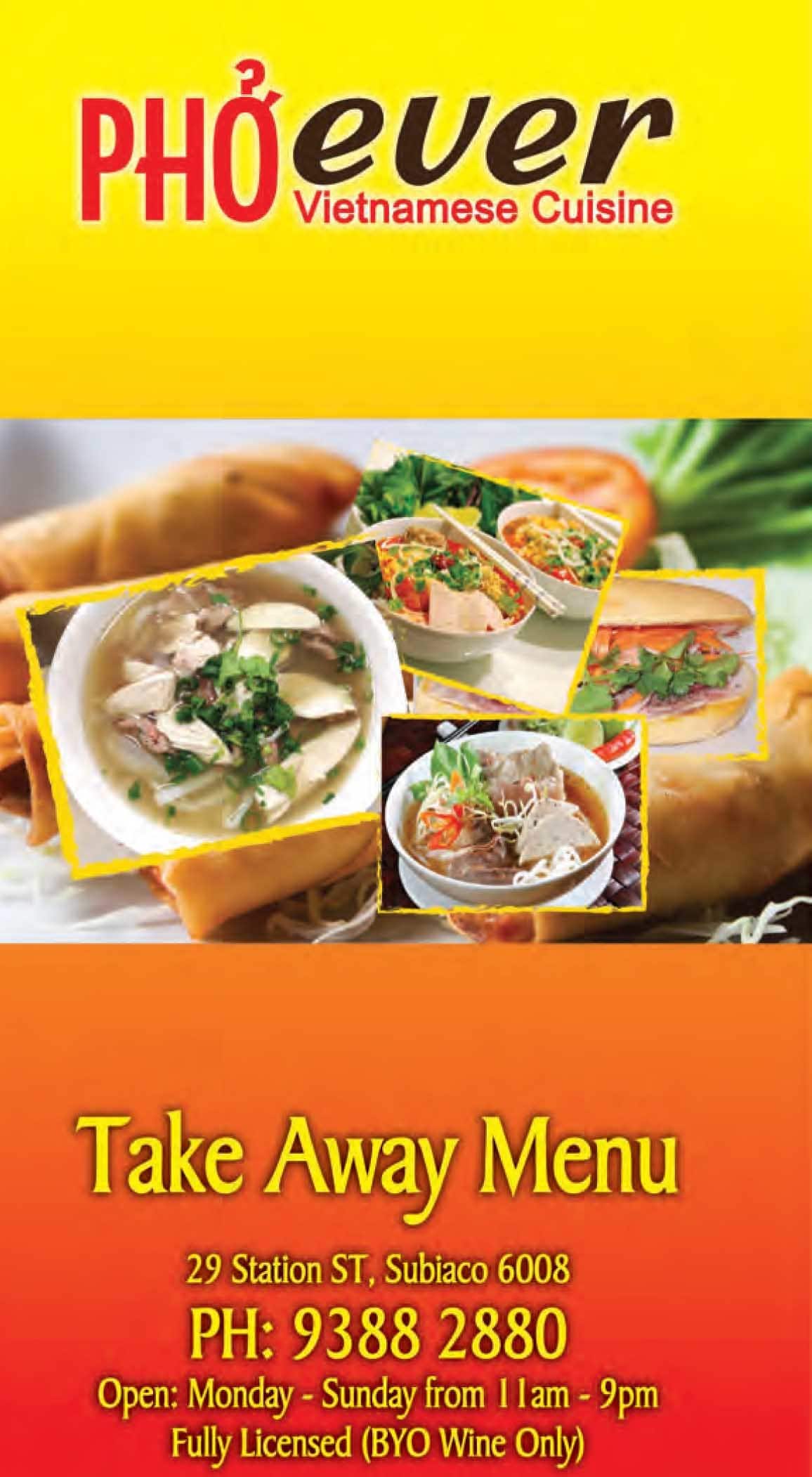 Phoever Vietnamese меню