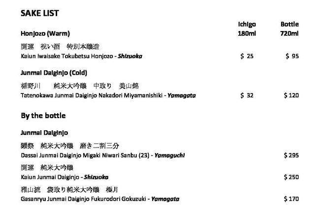 Sushi Jin メニュー