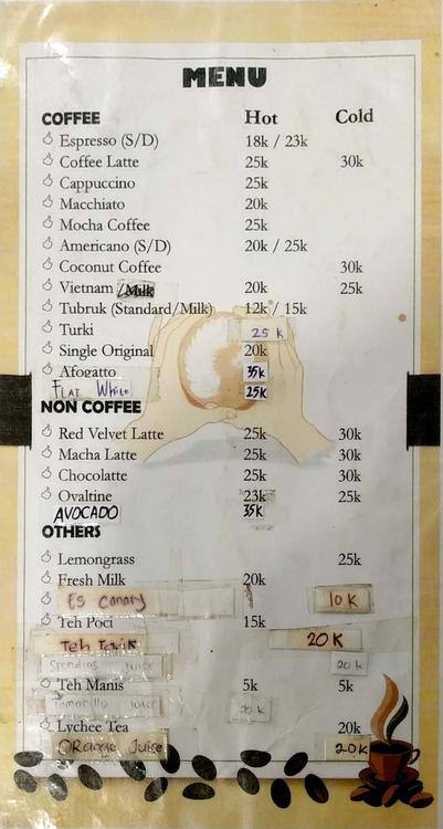 Canary Coffee Shop Menu Menu For Canary Coffee Shop Kelapa