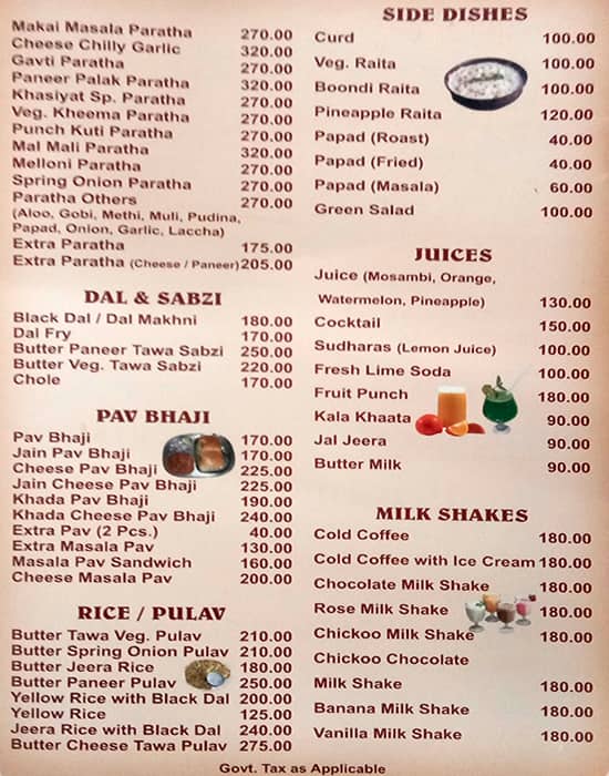 Khaasiyat The Paratha House menu