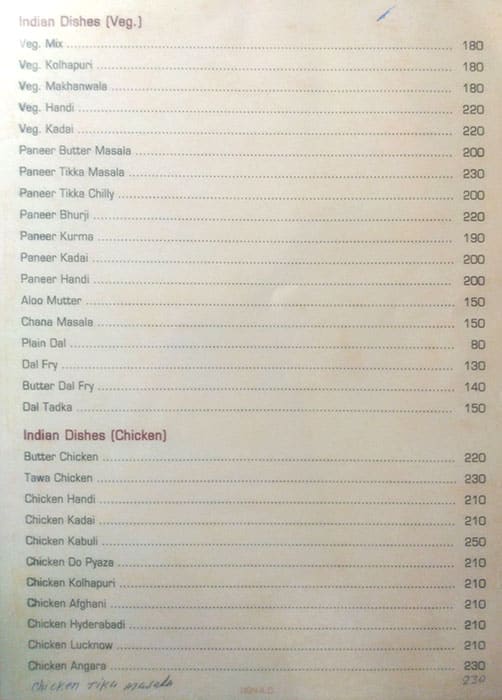 Menu at Kit Kat Restaurant and Bar, Mumbai, WRVH+792