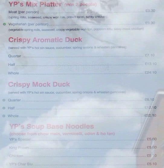 Yeopan’s Chinese Takeaway (Order Online) menu