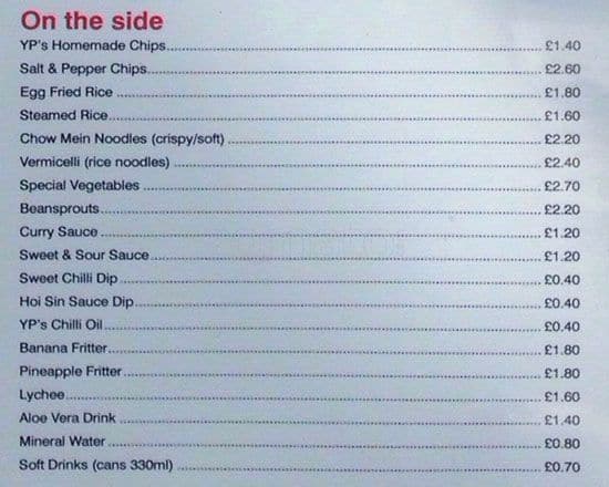 Yeopan’s Chinese Takeaway (Order Online) menu
