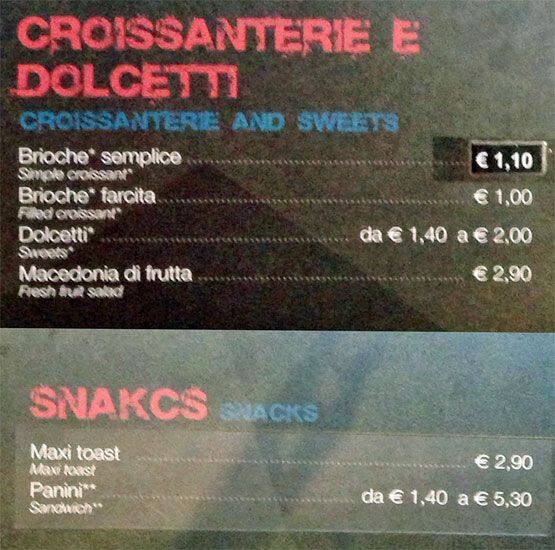 Menu di Forum Cafè 