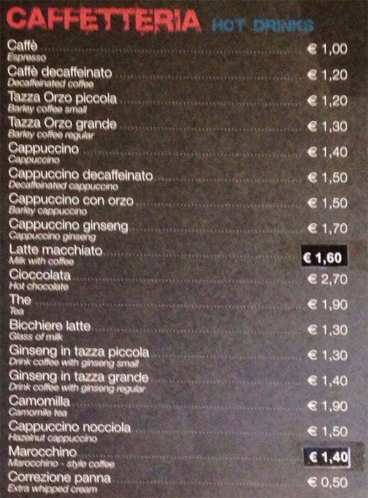 Menu di Forum Cafè 