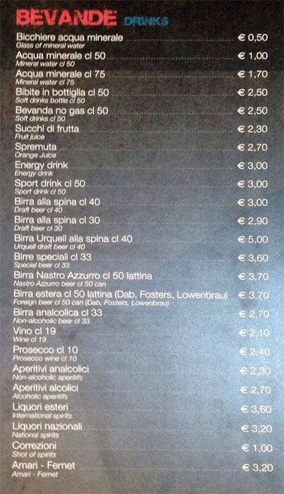 Menu di Forum Cafè 