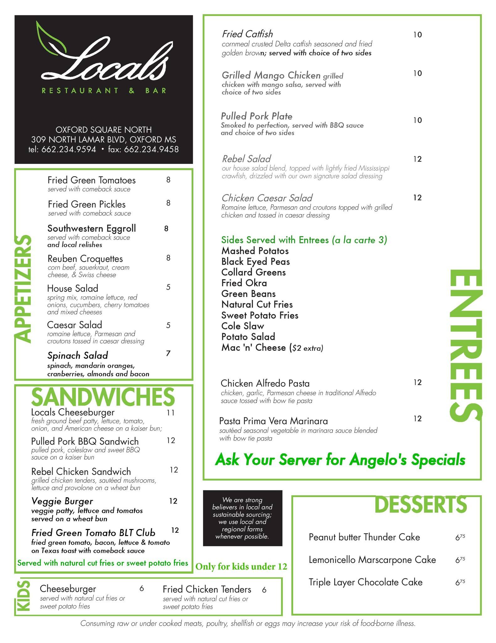 Locals Restaurant & Bar Menu Urbanspoon/Zomato