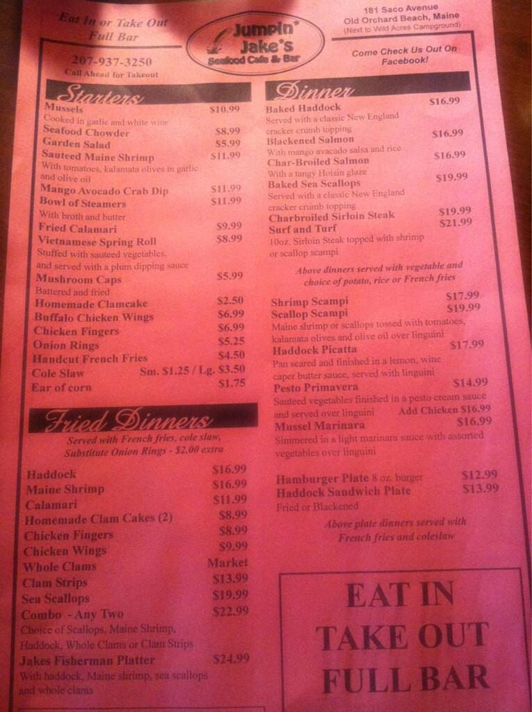 Jumpin Jakes Seafood Cafe Menu Urbanspoon/Zomato