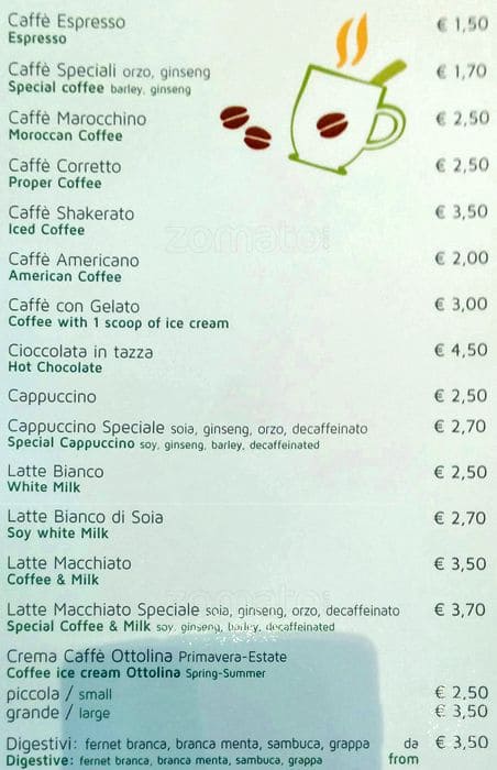 Menu di Verdi's 