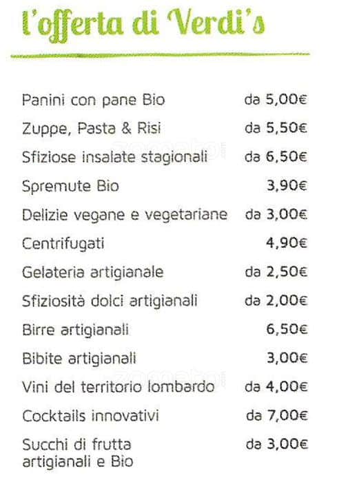 Menu di Verdi's 