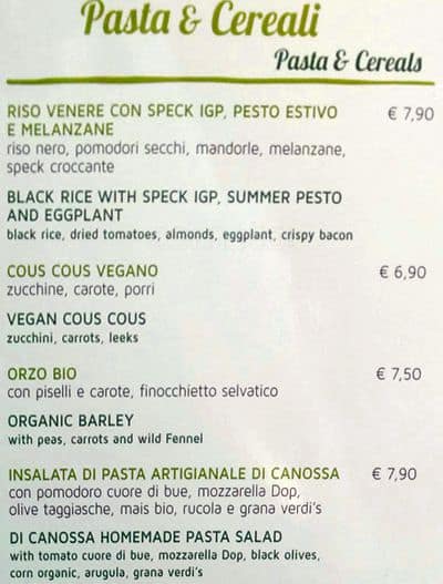 Menu di Verdi's 