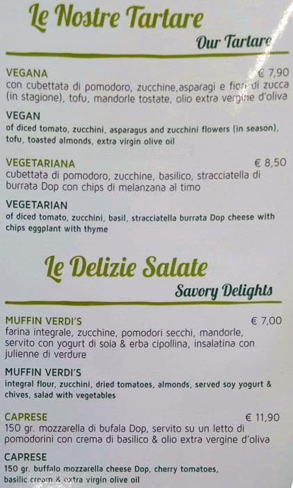 Menu di Verdi's 
