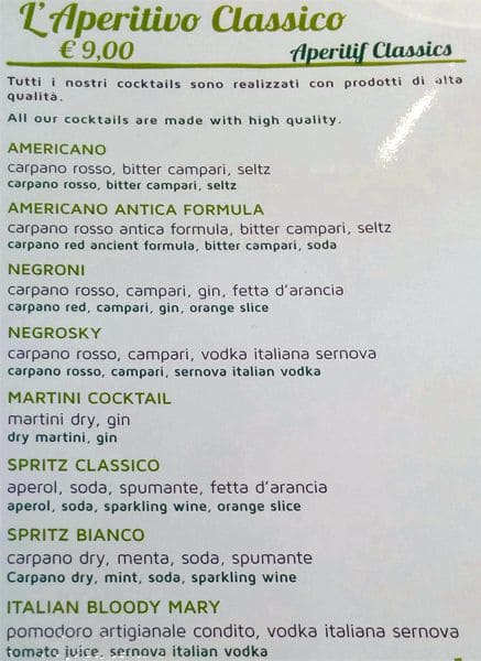 Menu di Verdi's 