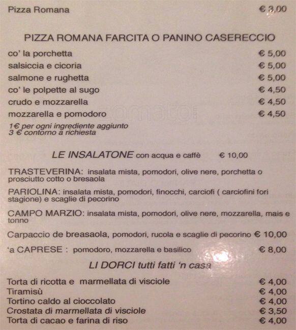 Menu di Da Zio Nino osteria pugliese 