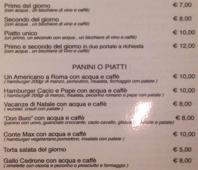 Menu di Da Zio Nino osteria pugliese 