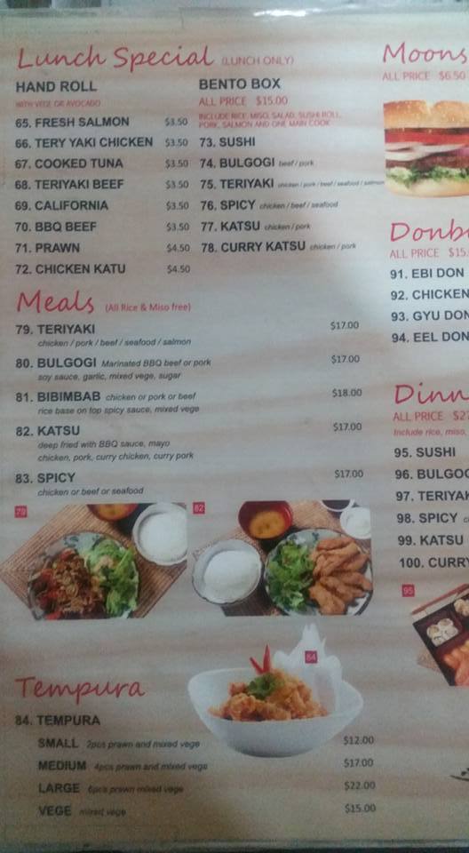 Moon S Fresh Sushi Menu Menu For Moon S Fresh Sushi Wollongong Wollongong