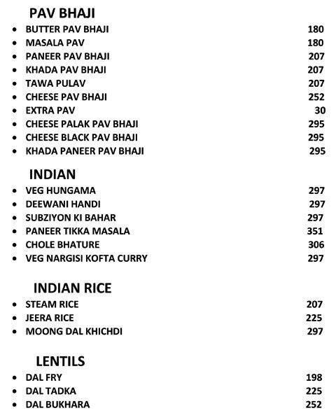 Warehouse Kitchen menu