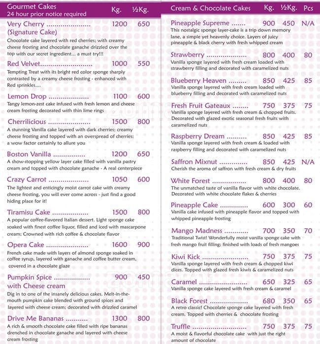 Hot Cherries Menu, Menu for Hot Cherries, Sector 4, Dwarka, New Delhi