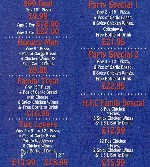 HFC menu