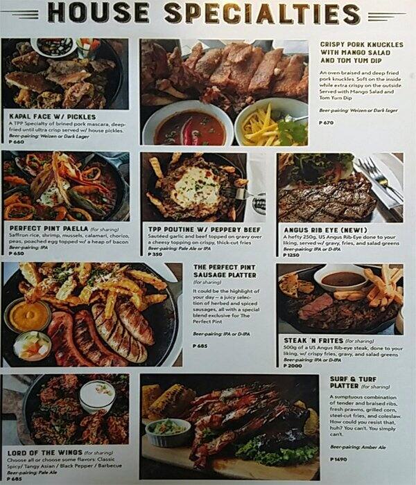 The Perfect Pint Menu, Menu for The Perfect Pint, Alabang, Muntinlupa City Zomato Philippines