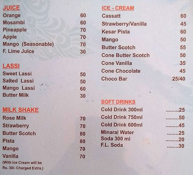 Menu at Shree Krishna Pure Veg (Family Restaurant), Pune, Famous Chowk