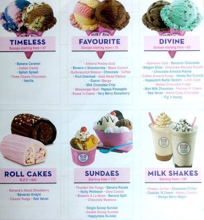 Baskin Robbins Menu, Menu for Baskin Robbins, Sector 8, Chandigarh - Zomato