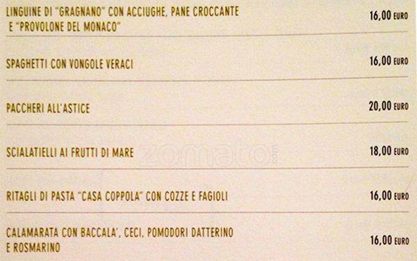 Menu di Casa Coppola 