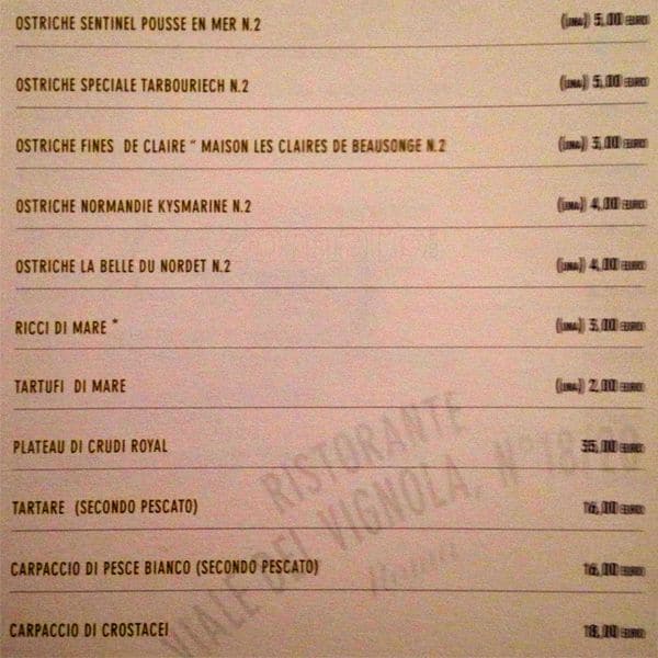 Menu di Casa Coppola 
