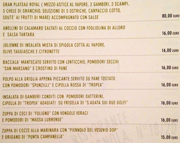 Menu di Casa Coppola 