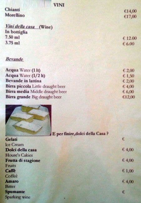 Menu di Ristorante Pizzeria Jasmine 