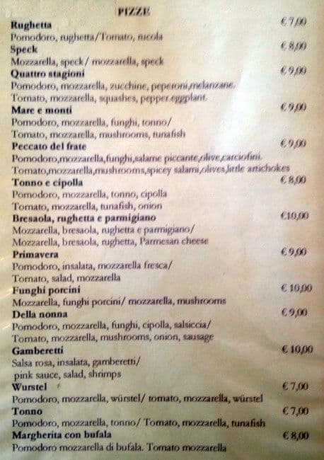 Menu di Ristorante Pizzeria Jasmine 