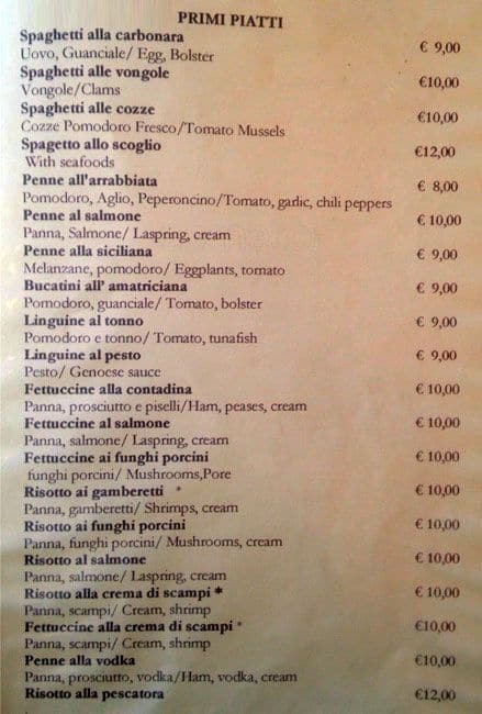 Menu di Ristorante Pizzeria Jasmine 
