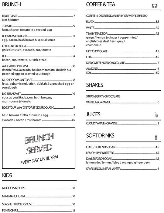 Menu at Deco Pizza Bar, Hawthorn East