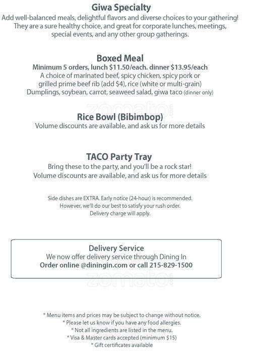 Giwa menu