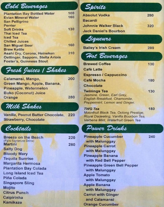 Carta de Fiji Restaurant, Lapulapu, Plantation Bay Resort & Spa Mactan