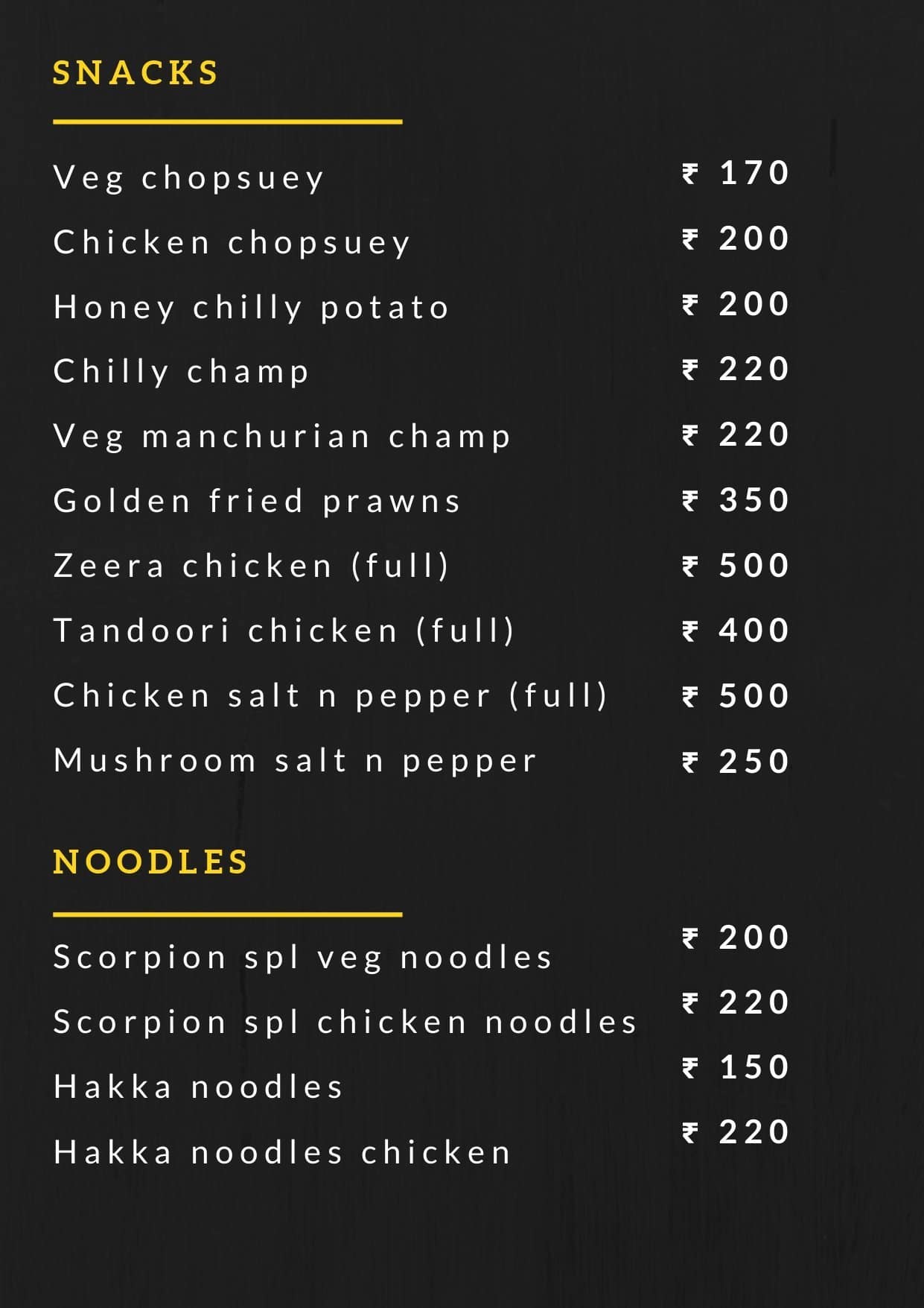 Menu at Scorpion Fast Food, Jammu, 308