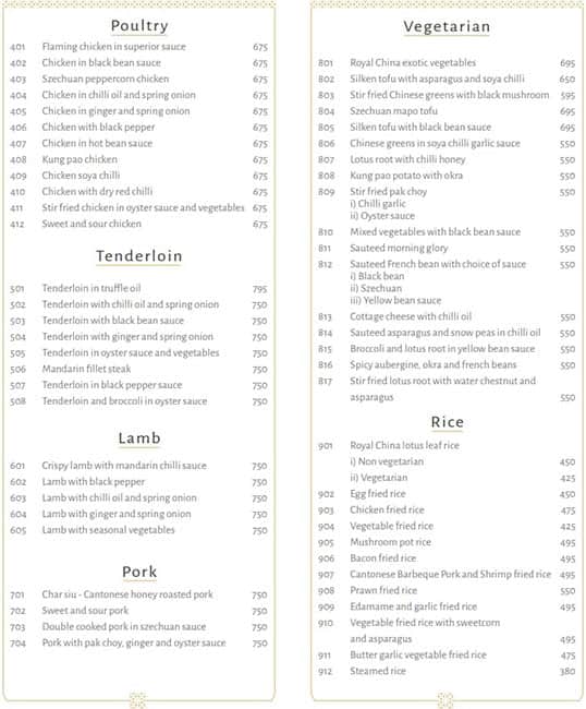 Royal China Delivery menu