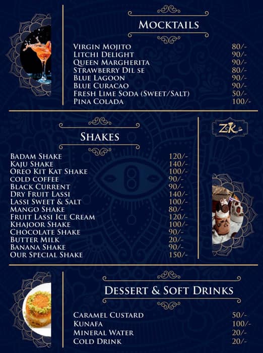 Menu of Zaitoon-E-Khaas, Peer Gate Area, Bhopal