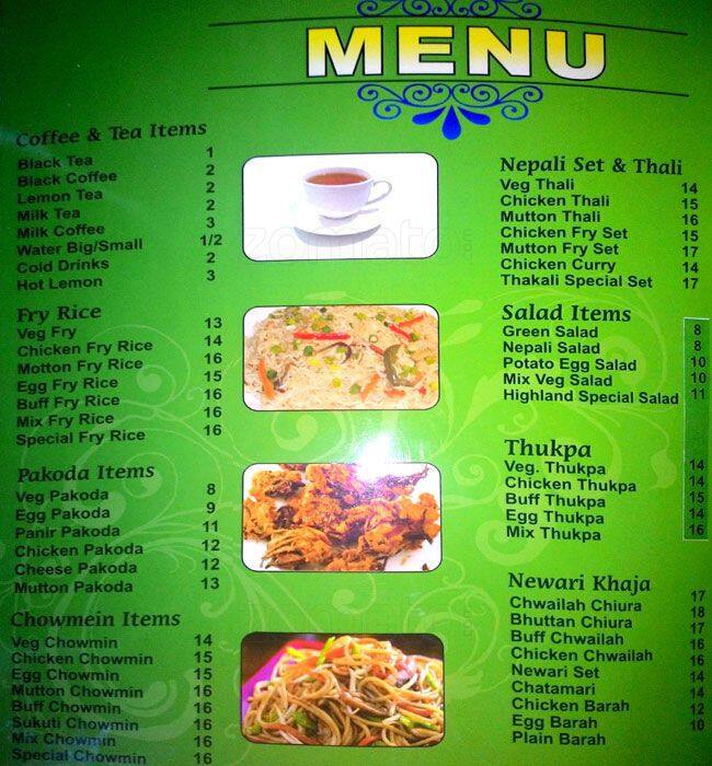 Kathmandu Highland Palace Menu Zomato