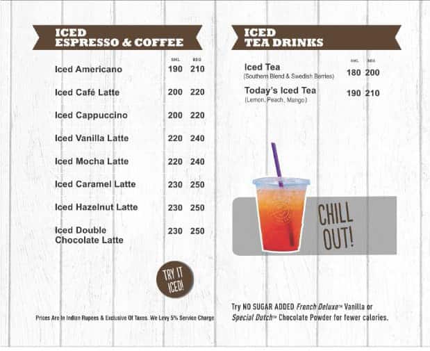The Coffee Bean & Tea Leaf menu