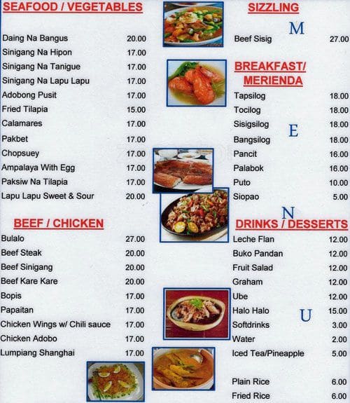 Boracay Restaurant Menü, Boracay Restaurant, Al Souq, Doha için Menü