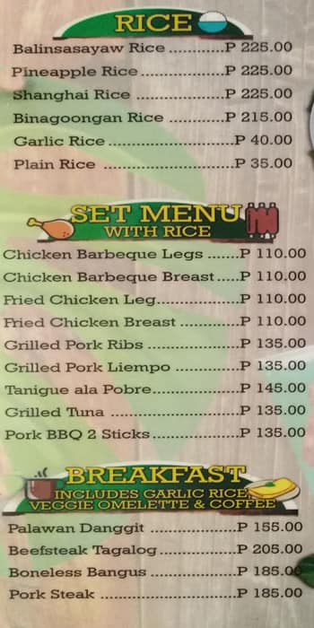 Menu at Balinsasayaw - Alfresco Dining & Cafe, Laurel