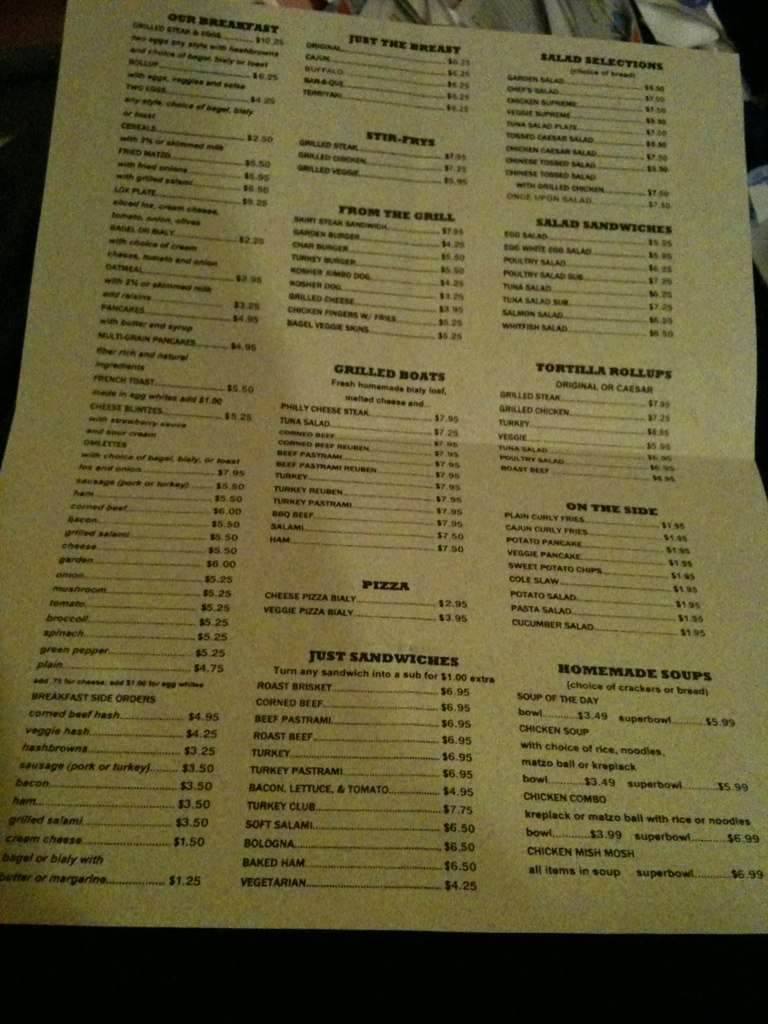 Menu at Once Upon A Bagel restaurant, Highland Park