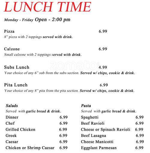 Menu at Pizza Fino pizzeria, Houston, Louetta Rd